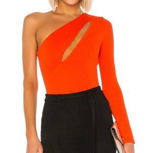 NBD One-Shoulder Orange Bodysuit